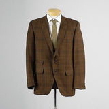 1960s Bronze Brown Gold Plaid Jacket  Slim Lapel