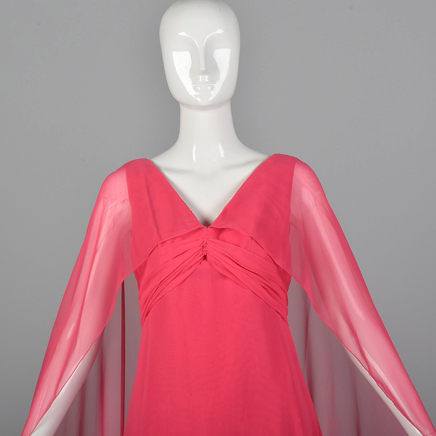 1970s Pink Maxi Dress with Sheer Float