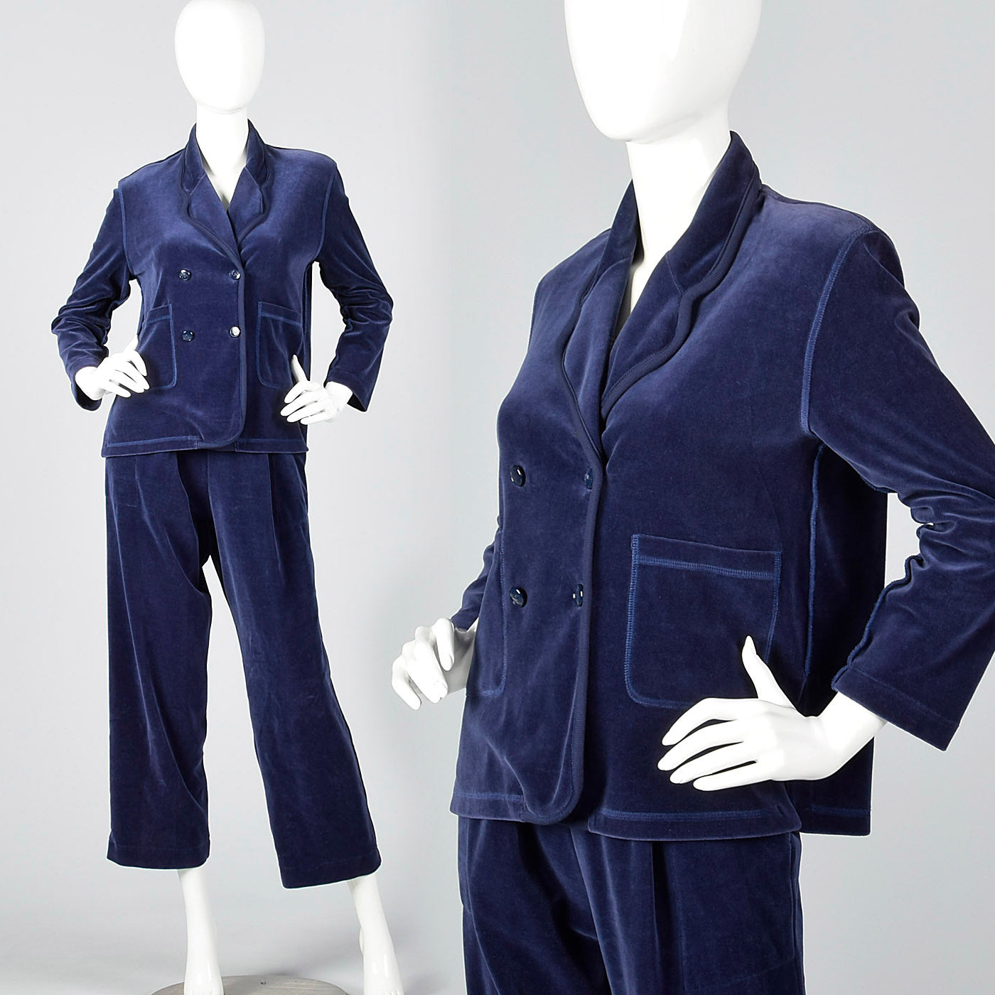 1980s Sonia Rykiel Velour Knit Set in Blue