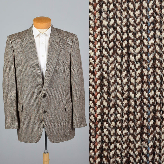 2000s Mens Brown Two Button Jacket with Rust Stripes