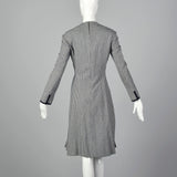 Medium Geoffrey Beene 1970s Navy Houndstooth Dress