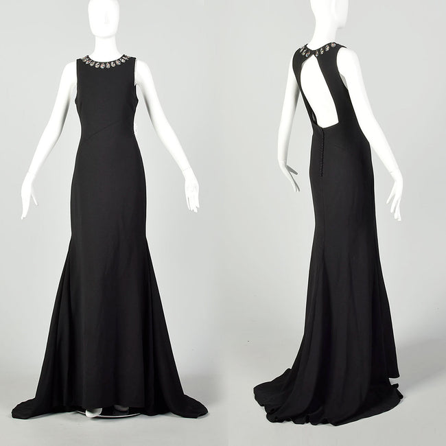 Medium Pronovias Black Mermaid Gown Sleeveless Formal Dress Keyhole Back