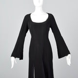 1990s Jil Sander Sexy Gothic Dress with Sheer Silk Panel Skirt