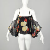 XXS Alberto Makali Silk Cold Shoulder Top with Butterfly Print