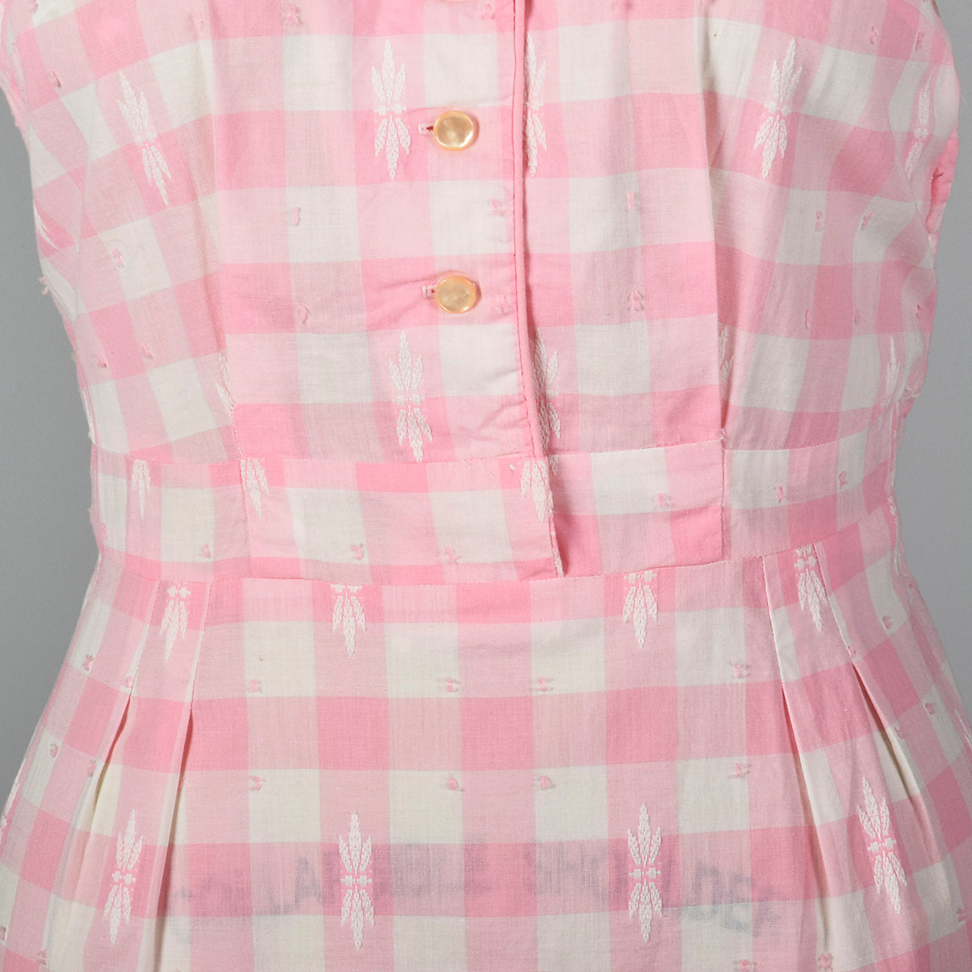 1950s Pink Gingham Pencil Dress