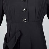 1950s Black Dress with Velvet Collar and Pockets