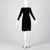 1960s Black Velvet Long Sleeve Dress