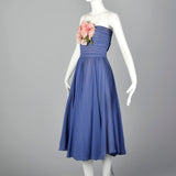 1950s Periwinkle Blue Chiffon Party Dress