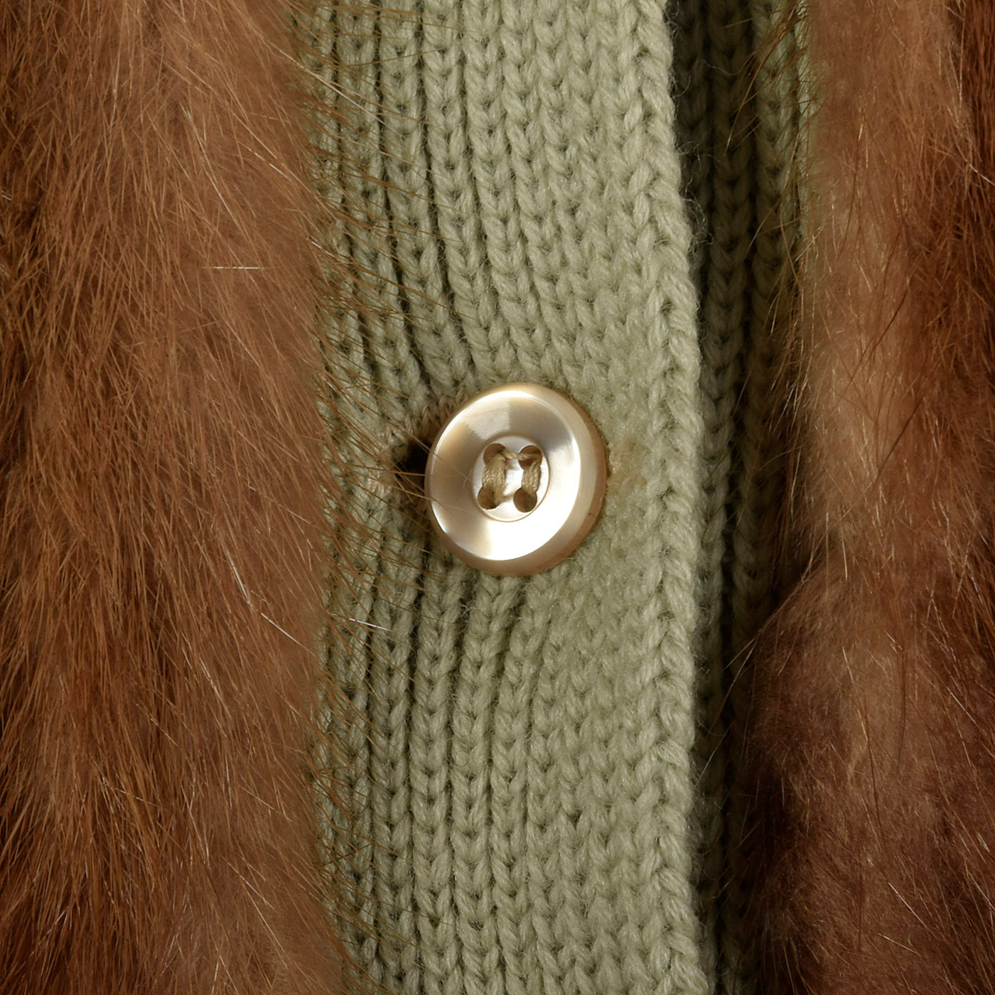 1950s Green Knit and Mink Sweater