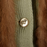 1950s Green Knit and Mink Sweater
