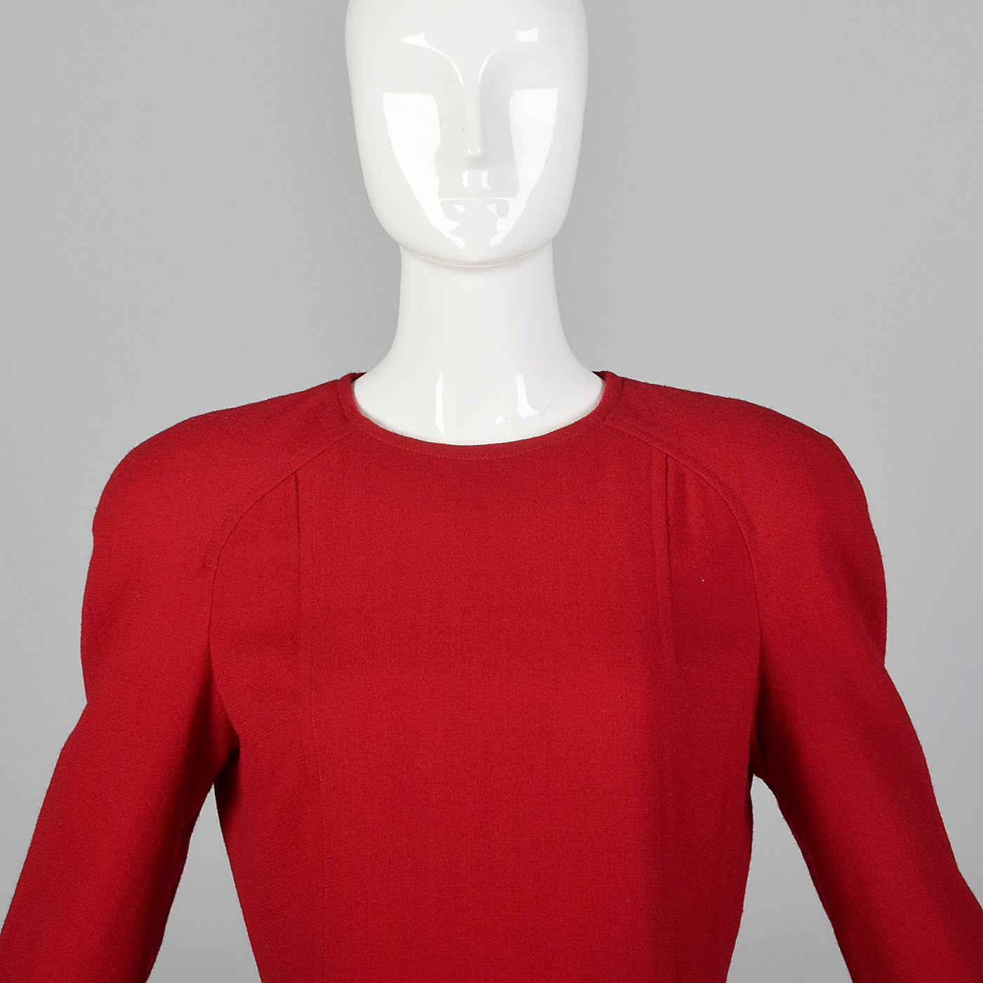 1980s Travilla Red Wool Dress