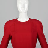 1980s Travilla Red Wool Dress