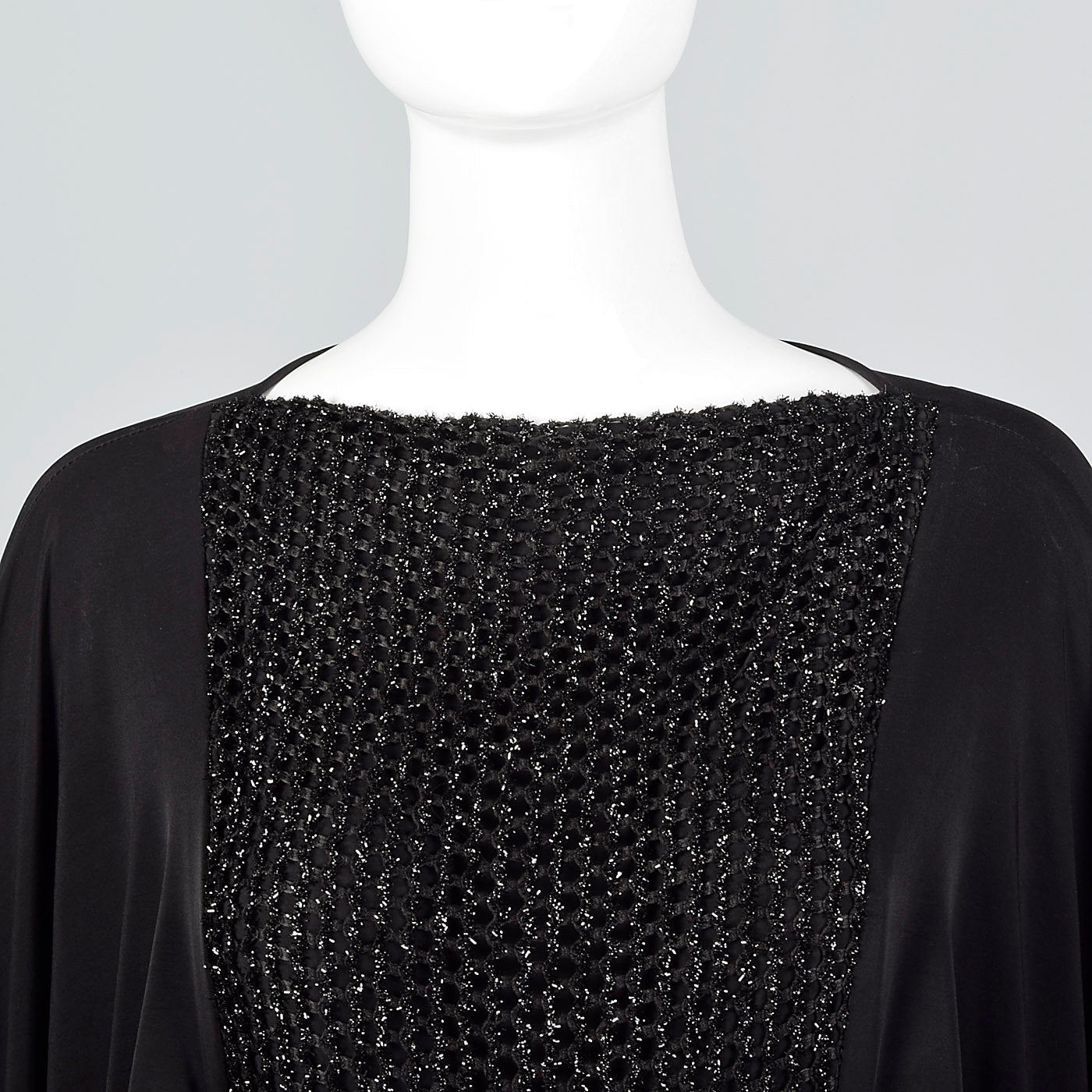 Extraordinary 1970s Black Jersey Cocoon Dress with Incredible Draping