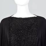 Extraordinary 1970s Black Jersey Cocoon Dress with Incredible Draping