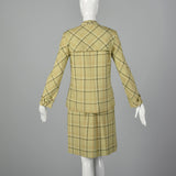 Small 1960s Joan Leslie by Kasper Light Green Plaid Skirt Set