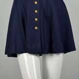 Small 1970s Sexy Sailor Dress Micro Mini Navy Blue Long Sleeves