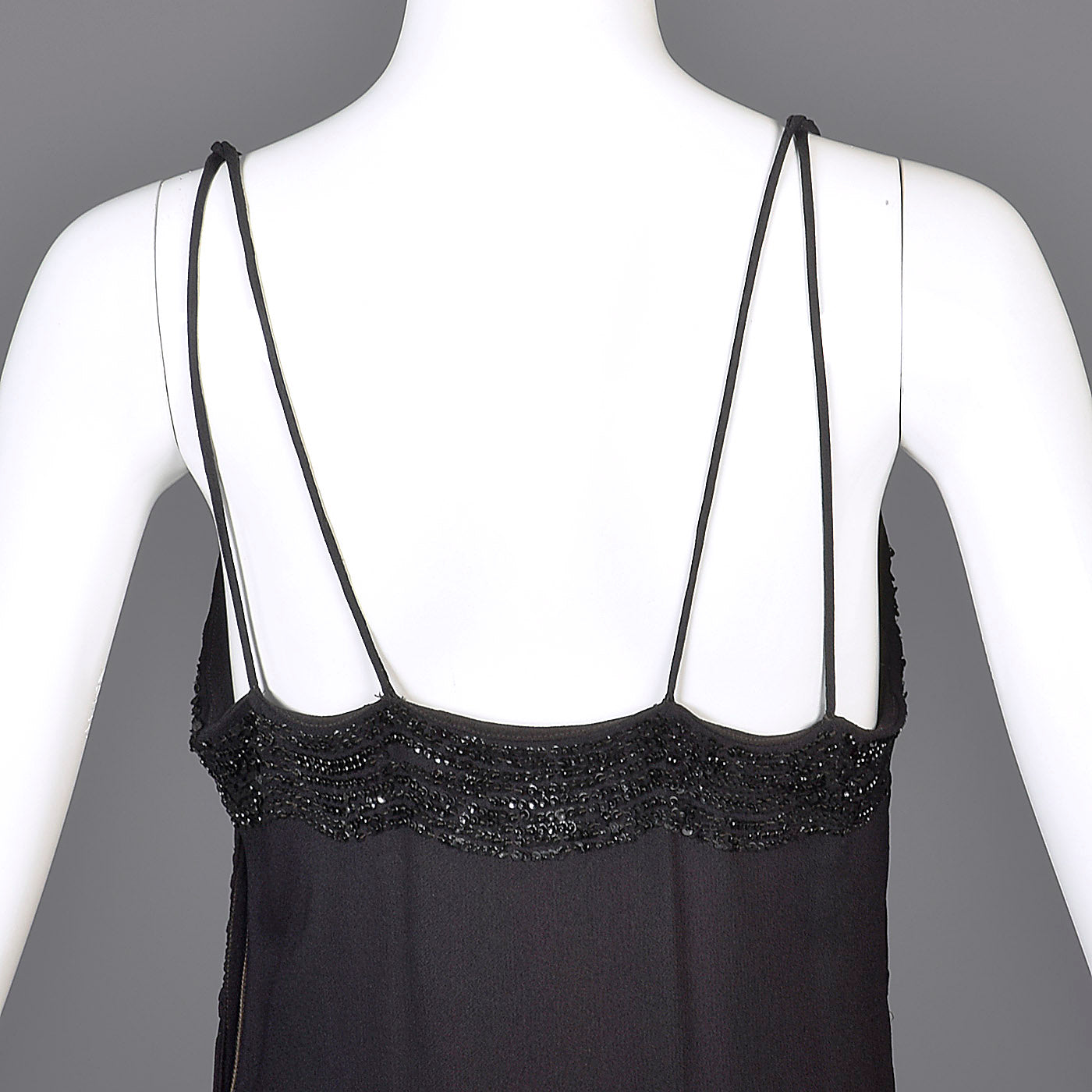 1930s Black Evening Gown with Sequined Bust