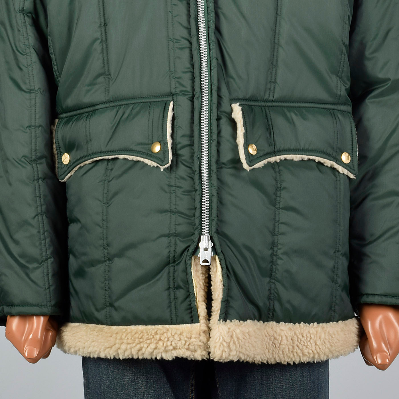 1960s Men's Green Satin Chore Coat