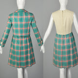 Small 1960s Green and Red Plaid Dress Set