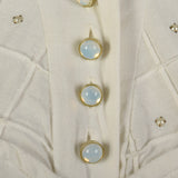 Medium 1950s White Rayon Summer Casual Dress with Pearl Neckline