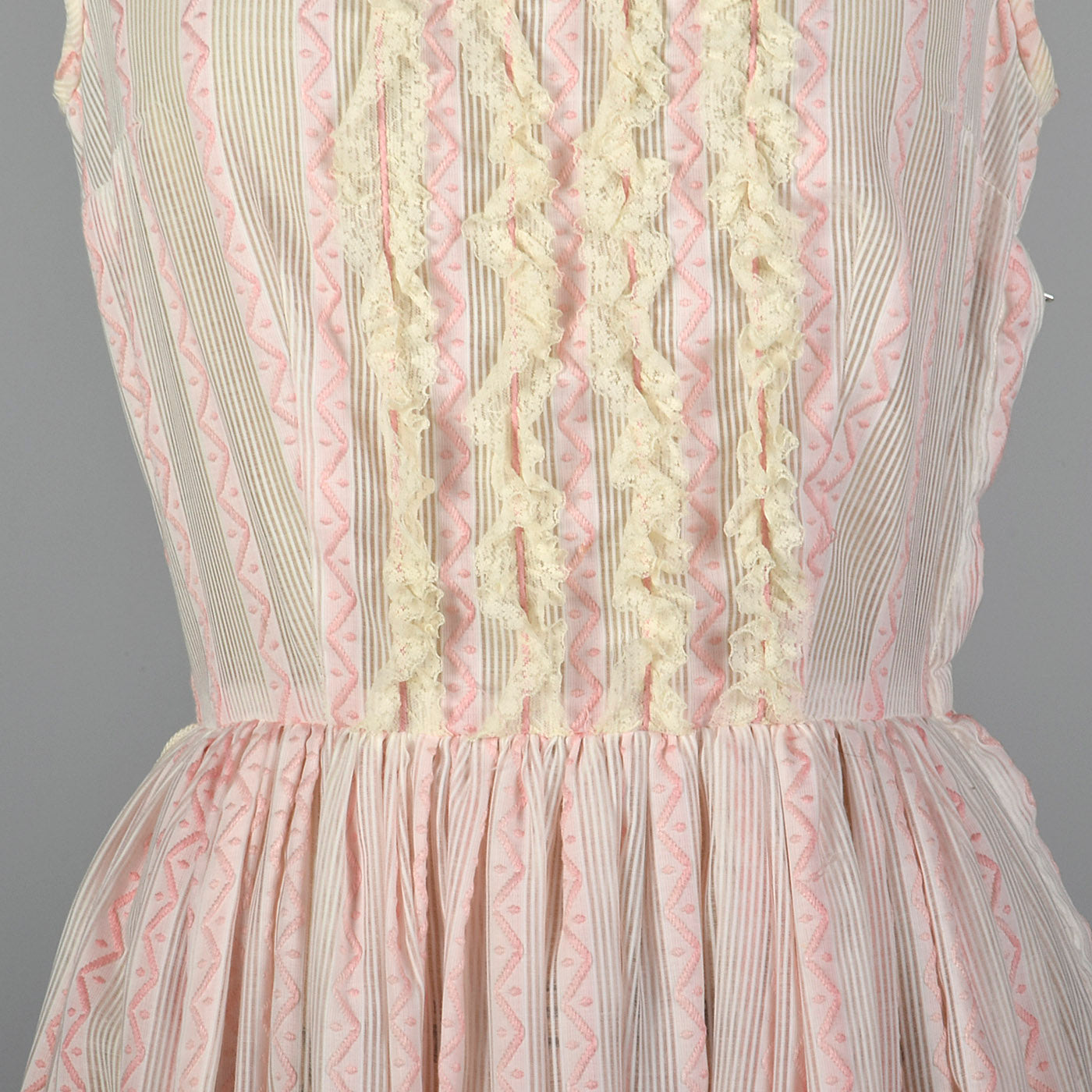 1950s Pink and White Sheer Day Dress