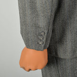 42L 1940s 2pc Suit Grey Herringbone Twill Double Breasted Peak Lapel