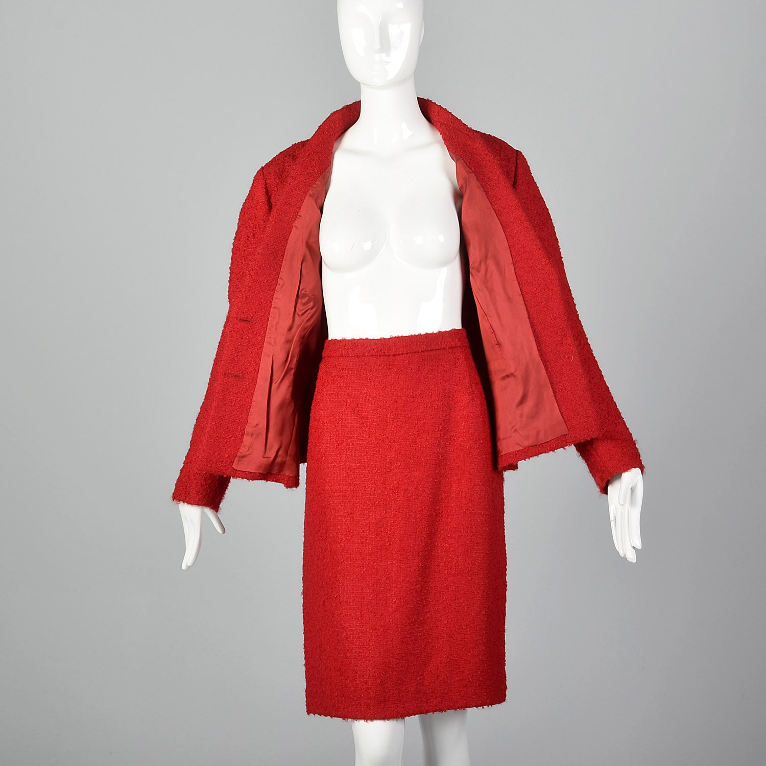 1960s Pierre Cardin Red Wool Skirt Suit