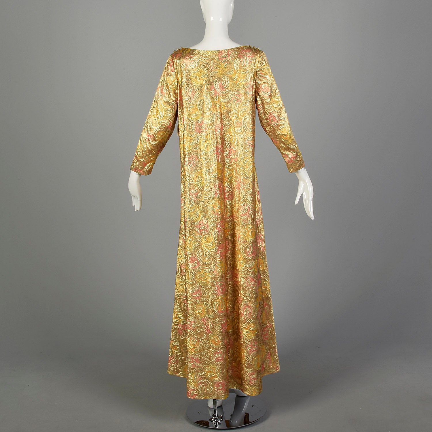 1960s Lucie Ann Flowy Metallic Gold Kaftan