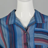 Large 1950s Blue Striped Cotton Day Dress
