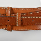 Brown Leather Belt with Double Gold Buckles