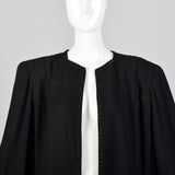 1940s Black Swing Coat with Soutache & Studs