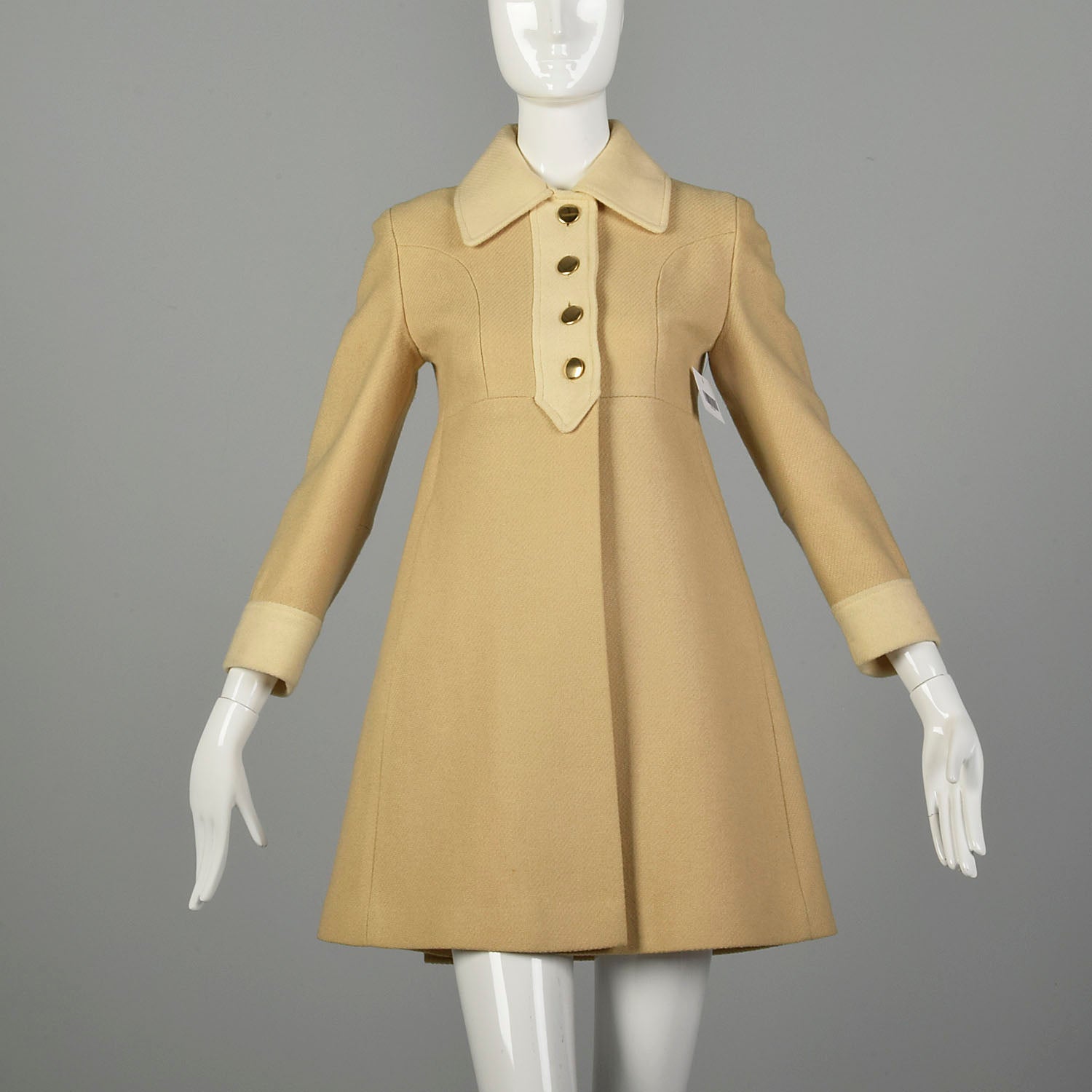 XXS 1960s Coat Mod Babydoll Style Beige Mini Jacket – Style