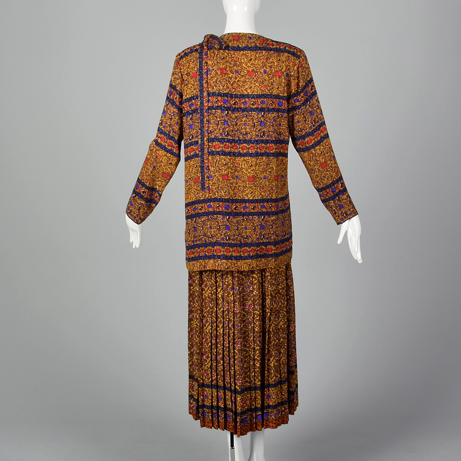 Small Yves Saint Laurent Rive Gauche 1980s Silk 2 Piece Dress