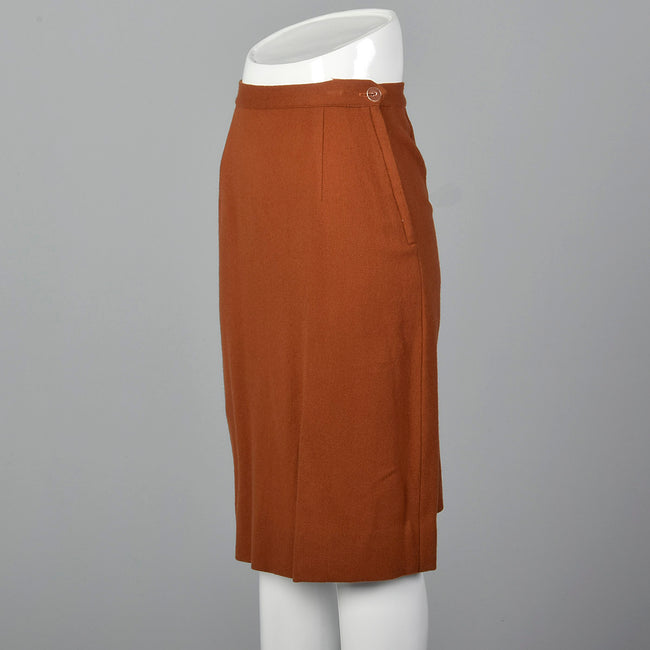 1950s Wool Pencil Skirt in Gorgeous Rust