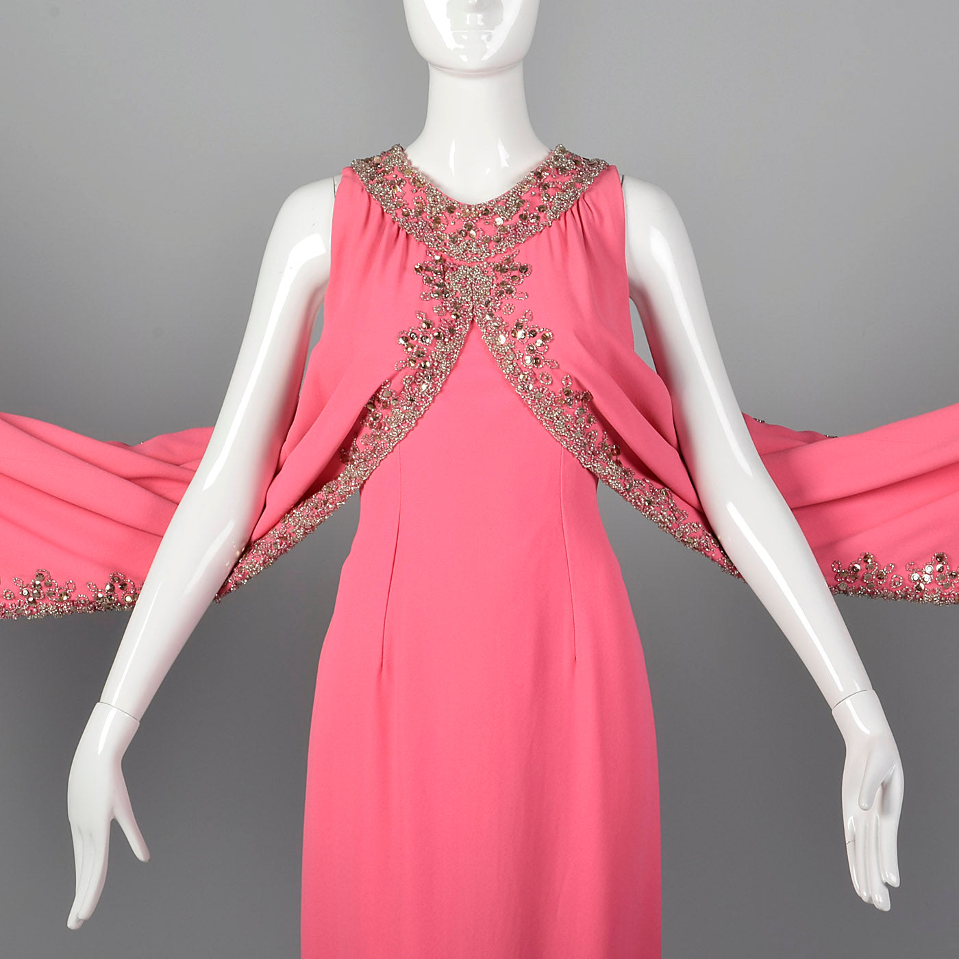 1960s Hot Pink Wiggle Dress with Beaded Float