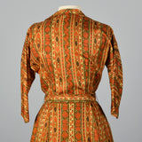 1960s Orange and Green Shirtwaist Dress