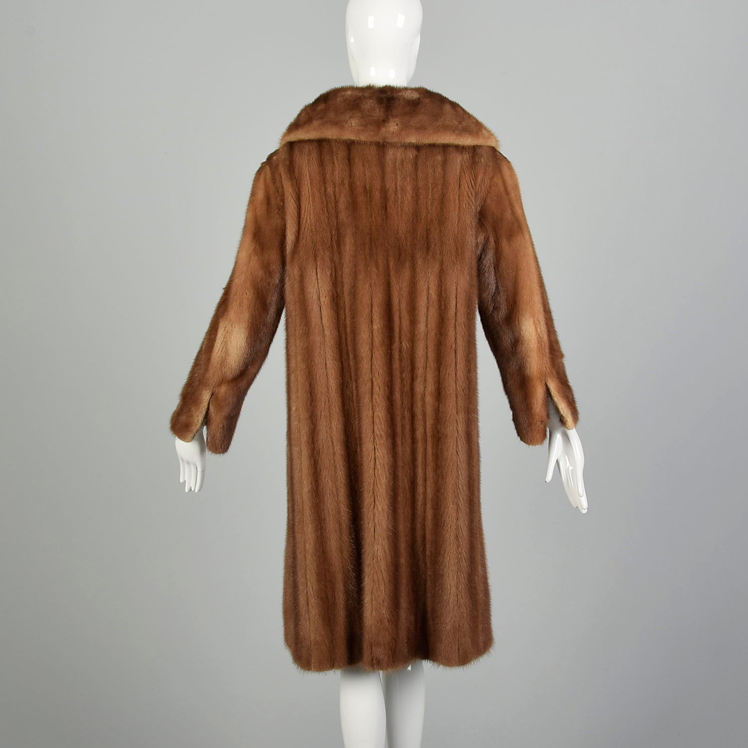 Small 1950s Real Fur Mink Swing Coat Attached Silk Scarf Mid Length