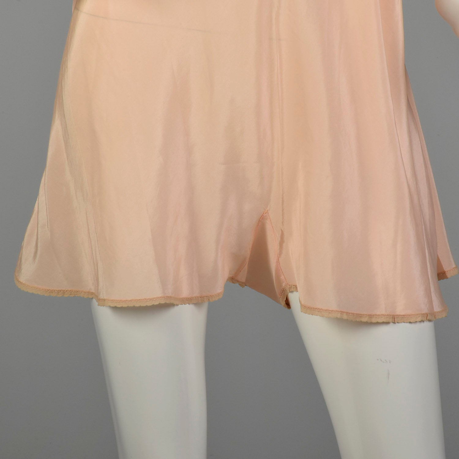 XL 1920s Step In Pink Silk Slip with Tieback Waist