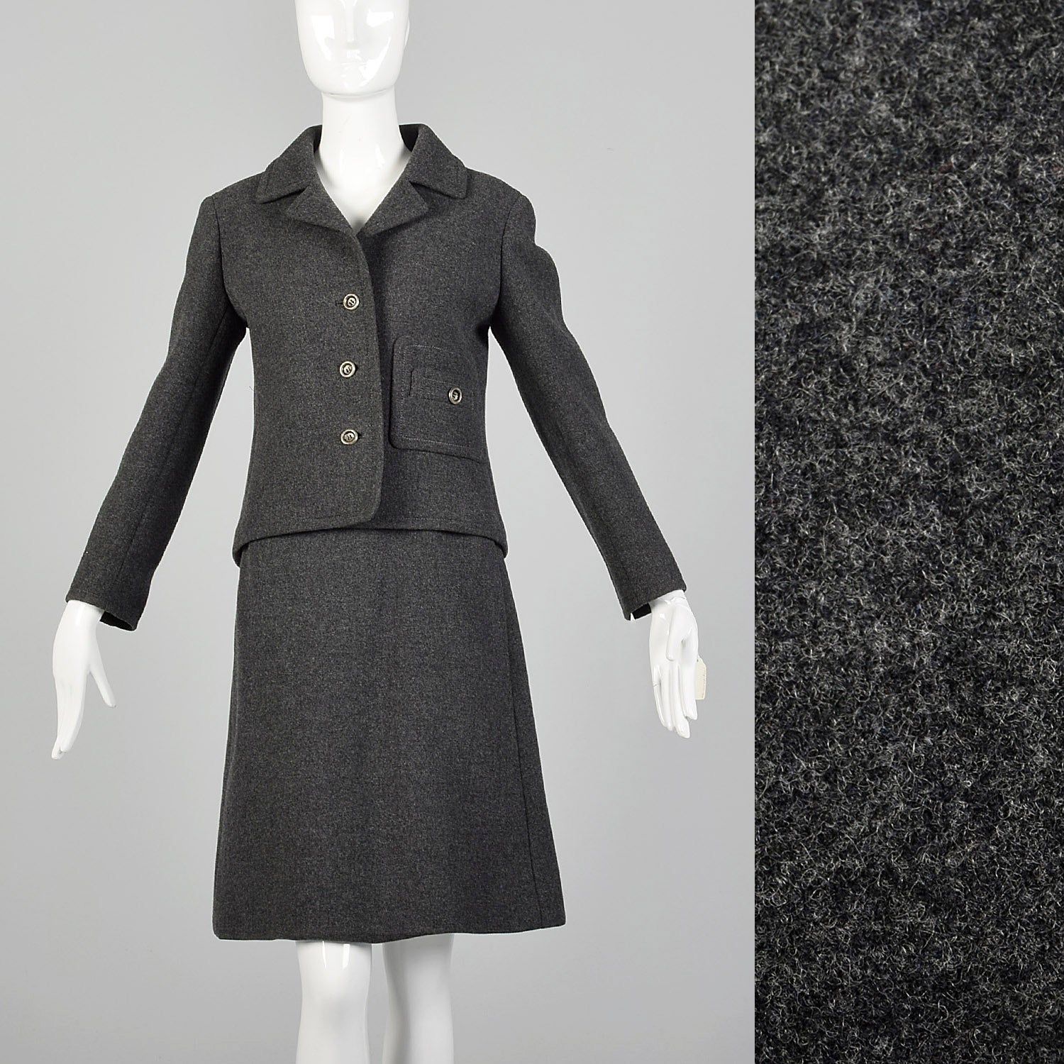 Medium 1960s Gray Wool Skirt Suit