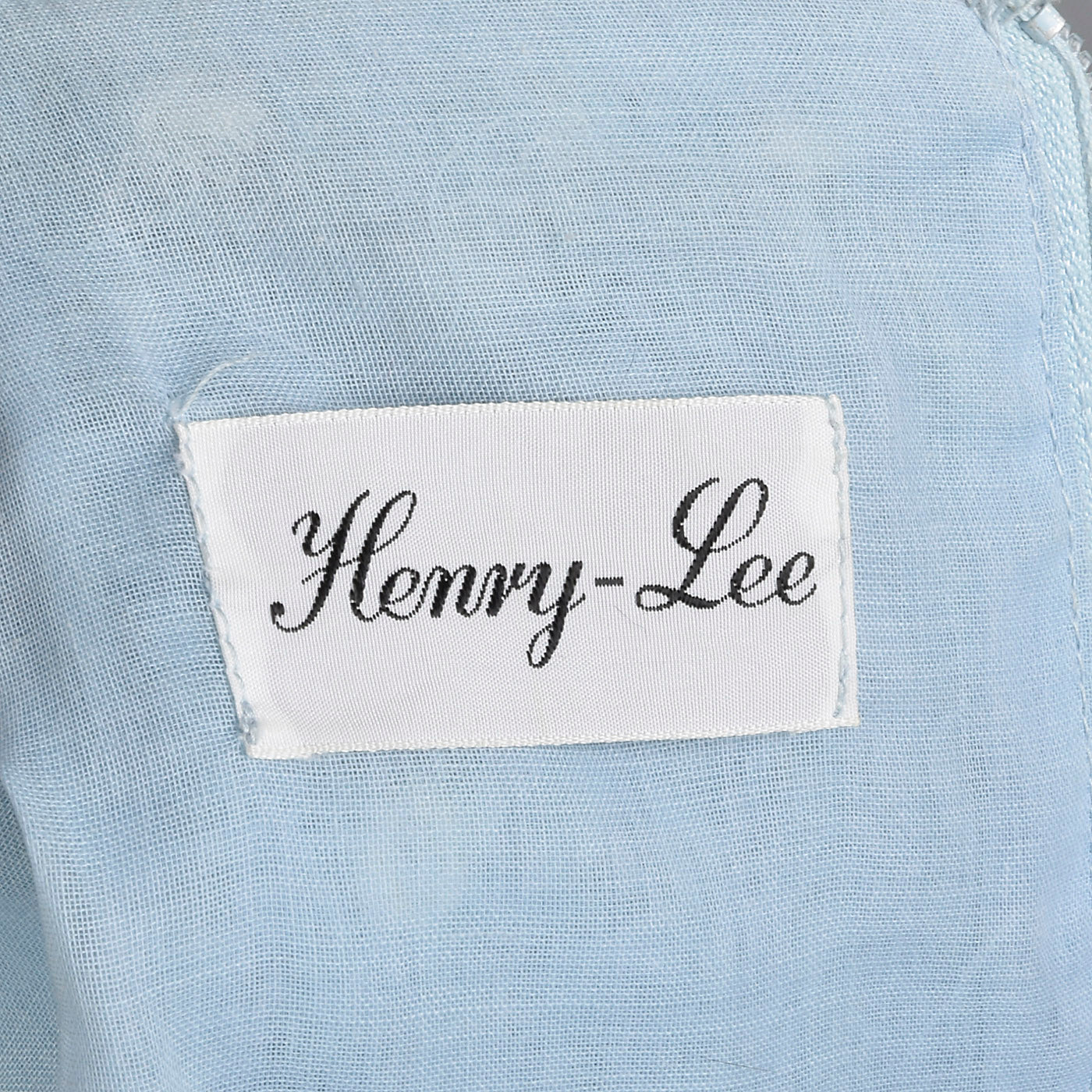 1960s Baby Blue Dress with White Embroidery