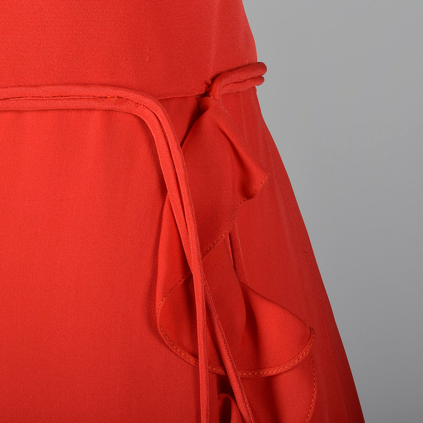 1990s Carolina Herrera Red Silk Dress with Wrap Skirt