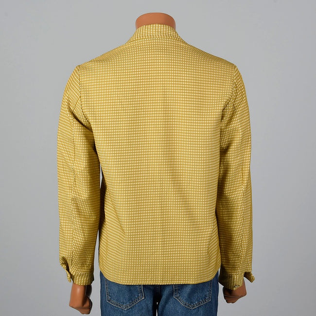 1950s Mens Gold and Cream Textured Check Jacket