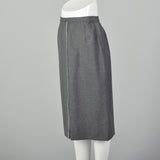 Medium 1950s Gray Wool Skirt with Dove Gray Details