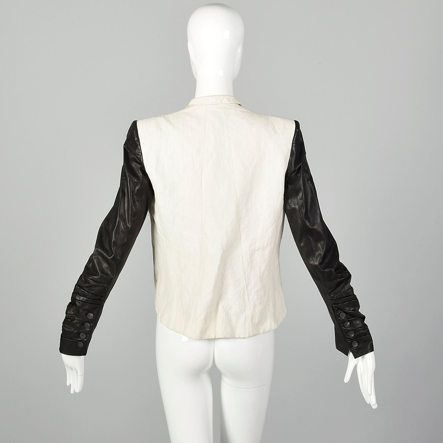 Small Helmut Lang White Jacket with Leather Sleeves