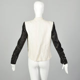 Small Helmut Lang White Jacket with Leather Sleeves