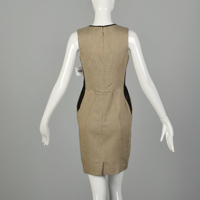 Small Jason Wu Tweed Dress Leather Panels Sleeveless Designer