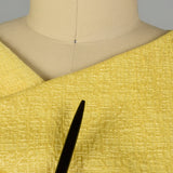 XL 2000s Oscar de la Renta Yellow Fitted Sheath Sleeveless Asymmetrical Dress