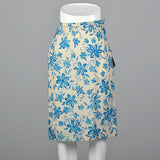 1960s Blue Floral Pencil Skirt