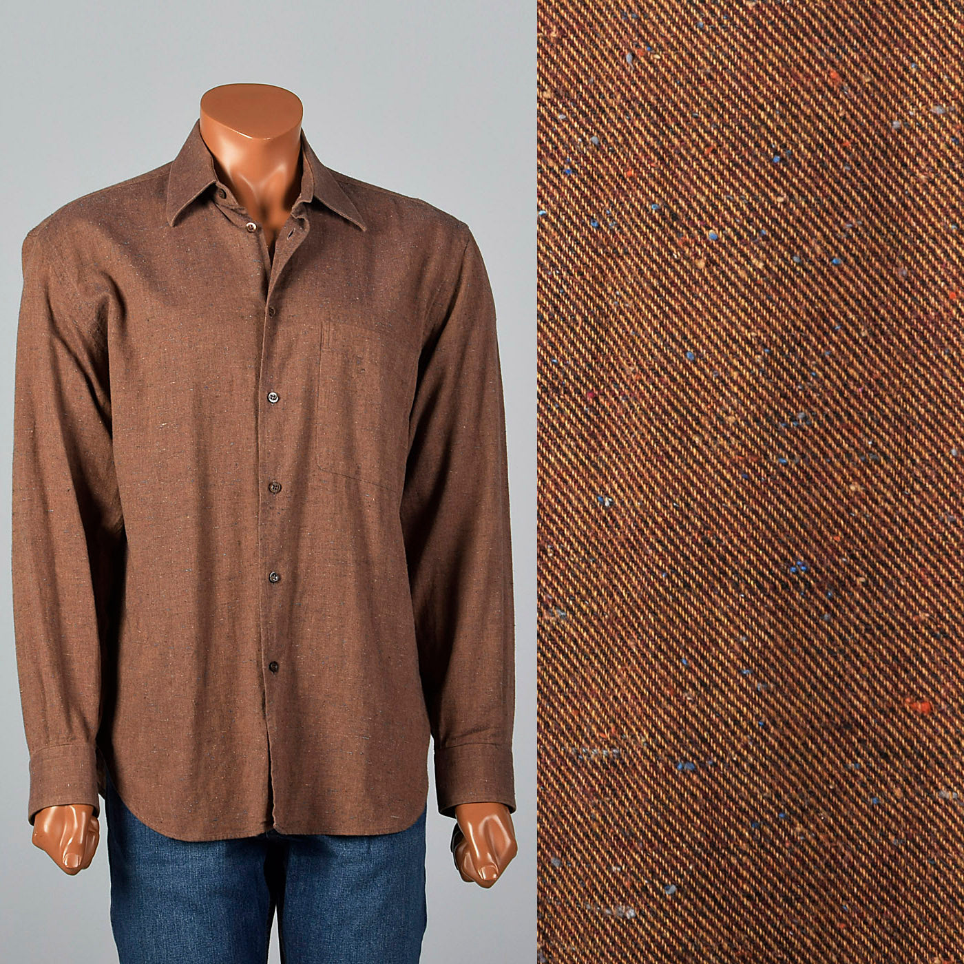 2000s Brown Shirt with Multicolor Flecks