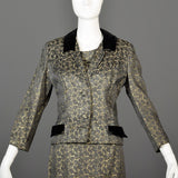 1960s Gold Brocade Dress with Matching Jacket and Velvet Detail